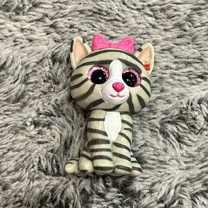 TY Beanie Boos Kiki Cat Grey 2017 Pink Bow